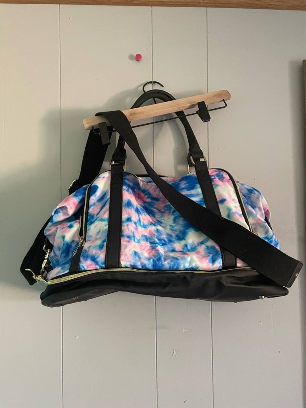 Tie-Dye Travel Duffel Bag in Blue, Pink, White